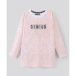 Pine Kids Full Sleeves Biowashed T-Shirt Text Print - Snow White