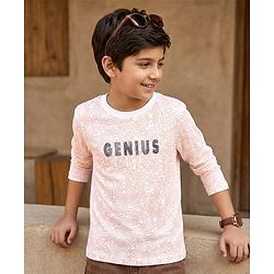 Pine Kids Full Sleeves Biowashed T-Shirt Text Print - Snow White