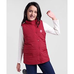 Pine Kids Sleeveless Solid Puffer Jacket - Red