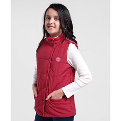 Pine Kids Sleeveless Solid Puffer Jacket - Red