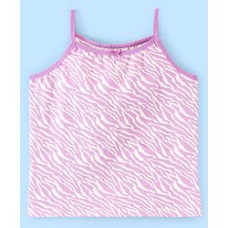 Pine Kids Cotton Stretchable Printed Singlet Slip with Antimicrobial and Bio Wash  Pack of 3 - Light Pink & Purple