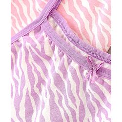 Pine Kids Cotton Stretchable Printed Singlet Slip with Antimicrobial and Bio Wash  Pack of 3 - Light Pink & Purple