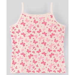 Pine kids Sleeveless Anti Microbial Bio Washed Slips Stripes & Butterfly Print Pack of 3- Multicolor