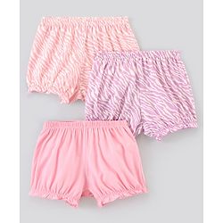Pine Kids Cotton Printed Anti Bacterial & Biowashed Bloomers Pack Of 3 - Pink