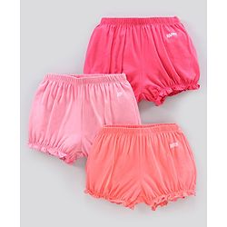Pine Kids Anti Microbial & Bio Washed Bloomers Text Printed Pack of 3 - Multicolour