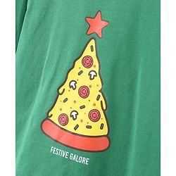 Pine Kids Full Sleeves 100% Cotton Christmas Print Night Suit - Green