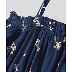 Pine Kids Half Sleeves All Over Printed Frock - Navy Blue