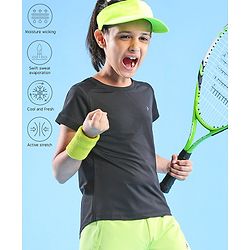 Pine Active Skin Friendly & Breathable Half Sleeves Sportswear T-Shirt - Black