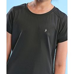 Pine Active Skin Friendly & Breathable Half Sleeves Sportswear T-Shirt - Black