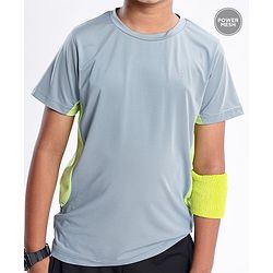 Pine Active High stretch Half Sleeves Solid T-Shirt with Breathable Side Mesh Panel- Blue Green