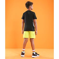 Pine Active High stretch Half Sleeves Solid T-Shirt with Breathable Side Mesh Panel - Black