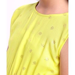 Pine Kids Sleeveless A Line Ethnic Dress Floral Print - Lime Punch