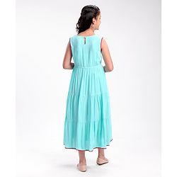 Pine Kids Sleeveless A Line Ethnic Dress Floral Embroidery - Turquoise