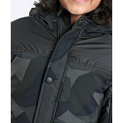 Pine Kids Full Sleeves Camouflage Printed Winter Wear Padded Jacket With Hoodie - Multicolour