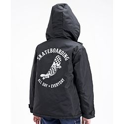 Pine Kids Quilted Full Sleeves Light Winter Hooded Jacket - Black