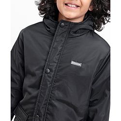 Pine Kids Quilted Full Sleeves Light Winter Hooded Jacket - Black