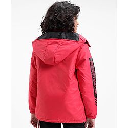 Pine Kids Quilted Full Sleeves Light Winter Hooded Jacket - Red