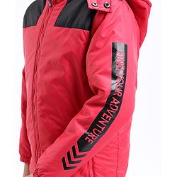 Pine Kids Quilted Full Sleeves Light Winter Hooded Jacket - Red
