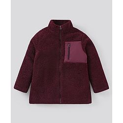 Pine Kids Full Sleeves Sherpa Jacket For Moderate Winter - Maroon