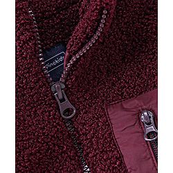 Pine Kids Full Sleeves Sherpa Jacket For Moderate Winter - Maroon