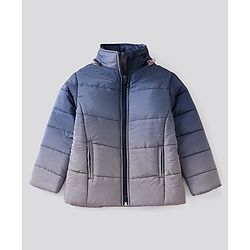 Pine Kids Knit Full Sleeves Ombre Printed Detachable Hooded Jacket - Mutlicolour