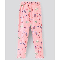 Pine Kids 100% Cotton Full Sleeves Biowashed Night Suit Text Print - Peach