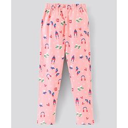Pine Kids 100% Cotton Full Sleeves Biowashed Night Suit Text Print - Peach