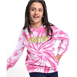 Pine Kids Full Sleeves Cotton Sweatshirt With Tie Dye Print- Pink