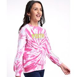 Pine Kids Full Sleeves Cotton Sweatshirt With Tie Dye Print- Pink