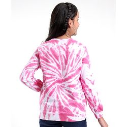 Pine Kids Full Sleeves Cotton Sweatshirt With Tie Dye Print- Pink