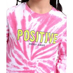 Pine Kids Full Sleeves Cotton Sweatshirt With Tie Dye Print- Pink