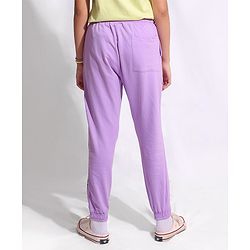 Pine Kids 100% Cotton Knit Full Length Bio Washed Lounge Pant With HD & Foil Print - Purple