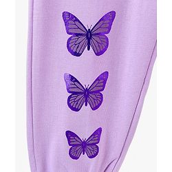 Pine Kids 100% Cotton Knit Full Length Bio Washed Lounge Pant With HD & Foil Print - Purple