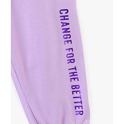 Pine Kids 100% Cotton Knit Full Length Bio Washed Lounge Pant With HD & Foil Print - Purple
