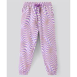 Pine Kids Cotton Knit Full Length Wave Printed Lounge Pant - Purple