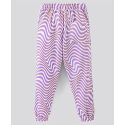Pine Kids Cotton Knit Full Length Wave Printed Lounge Pant - Purple