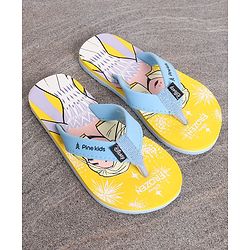 Pine Kids Flip Flops Disney Frozen Print - Yellow