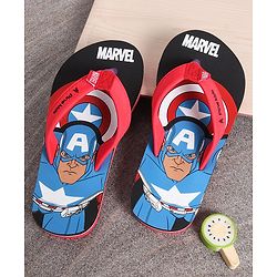 Pine Kids Flip Flops Captain America Print - Black Red
