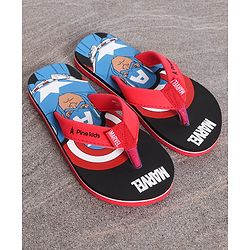 Pine Kids Flip Flops Captain America Print - Black Red