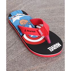 Pine Kids Flip Flops Captain America Print - Black Red