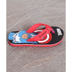 Pine Kids Flip Flops Captain America Print - Black Red