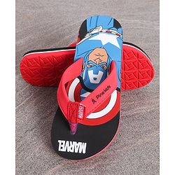 Pine Kids Flip Flops Captain America Print - Black Red