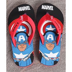Pine Kids Flip Flops Captain America Print - Black Red