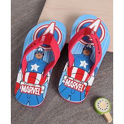Pine Kids Slip On Flip Flops Captain America Print - Sky Blue Red