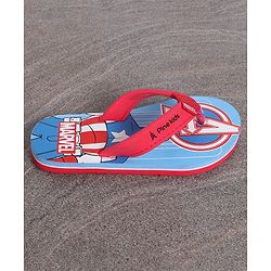 Pine Kids Slip On Flip Flops Captain America Print - Sky Blue Red