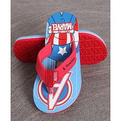 Pine Kids Slip On Flip Flops Captain America Print - Sky Blue Red