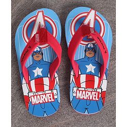Pine Kids Slip On Flip Flops Captain America Print - Sky Blue Red