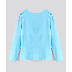 Pine Kids Cotton Knit Full Sleeves T shirt with Flower Print - Blue