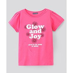 Pine Kids Half Sleeves Biowashed T-Shirt Multiprint - Pink