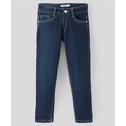 Pine Kids Full Length Stretchable Solid Jeans - Indigo Blue